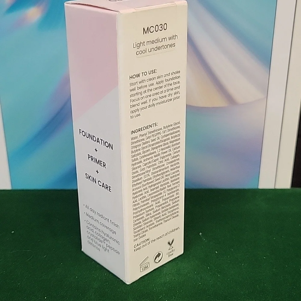 Joah Crystal Glow Peptide Infused Foundation New Sealed 30ml Bottle MC030